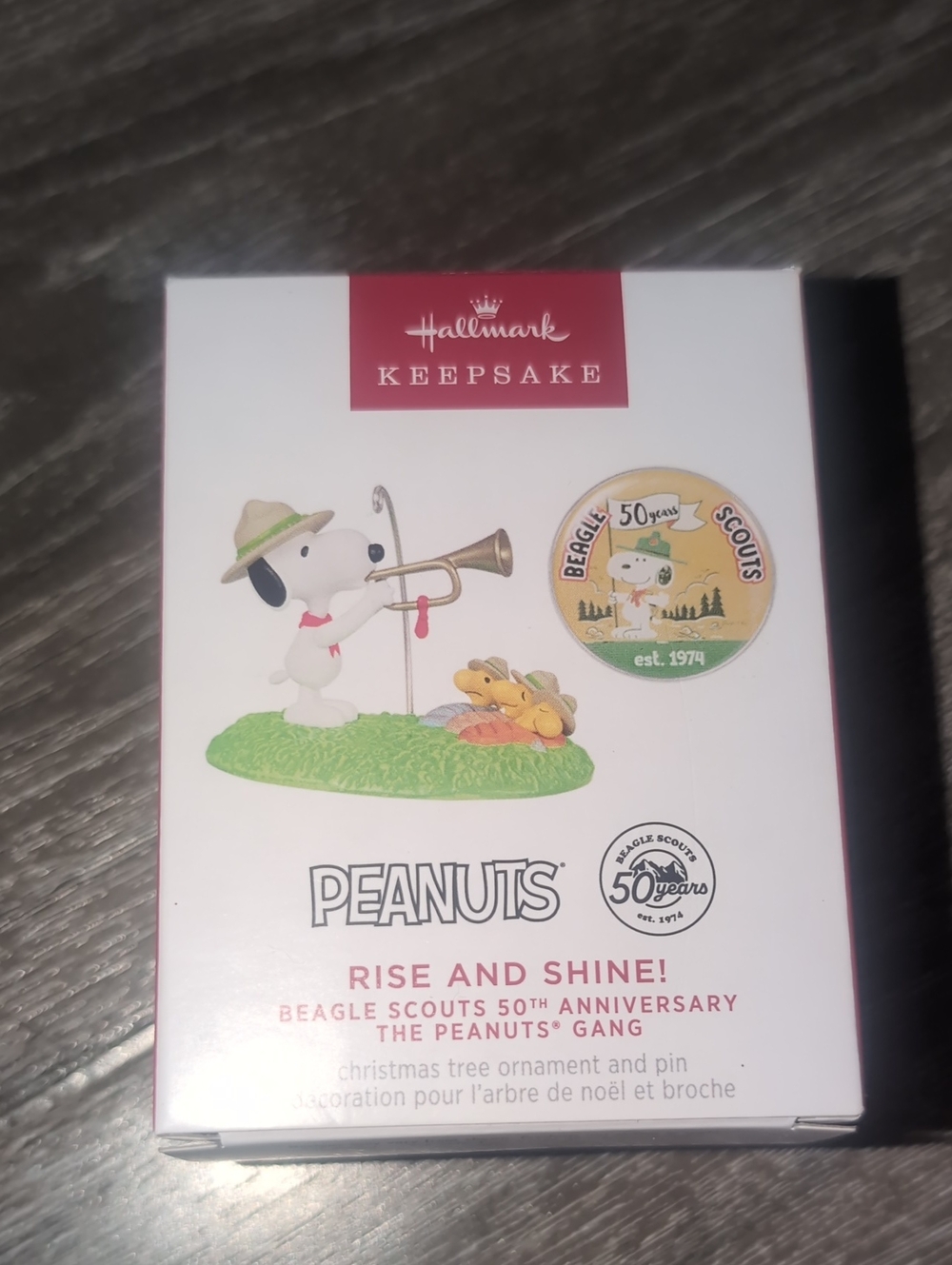 Hallmark Keepsake Ornament 2024 50th Anniversary Peanuts Rise And Shine Plus Pin